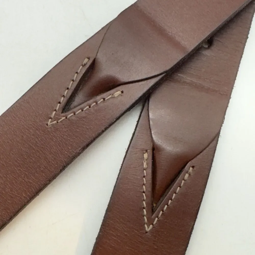 Polo Ralph Lauren Brown Leather Belt Men's 38 Solid Brass Silver Plated Buckle